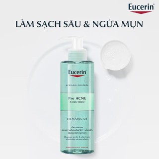 Combo Gel Rửa Mặt Eucerin Pro Acne Solution 400ml Tặng Nước Cân Băng Pro Ance Solution 200ml