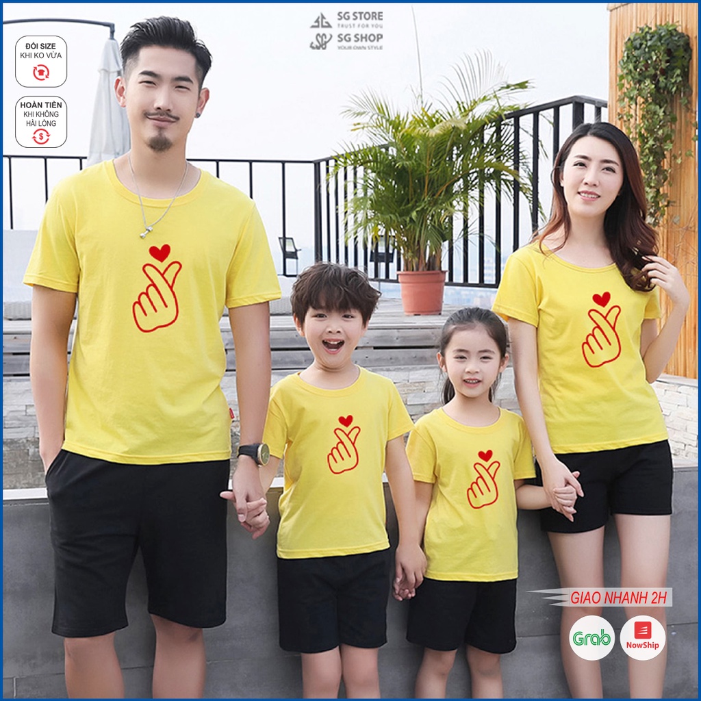 Đồ gia đình nguyên set áo và quần cho 3/4/5 người nổi bật thun cotton mềm mịn đi biển dã ngoại BGD322VD | DONGPHUCSG
