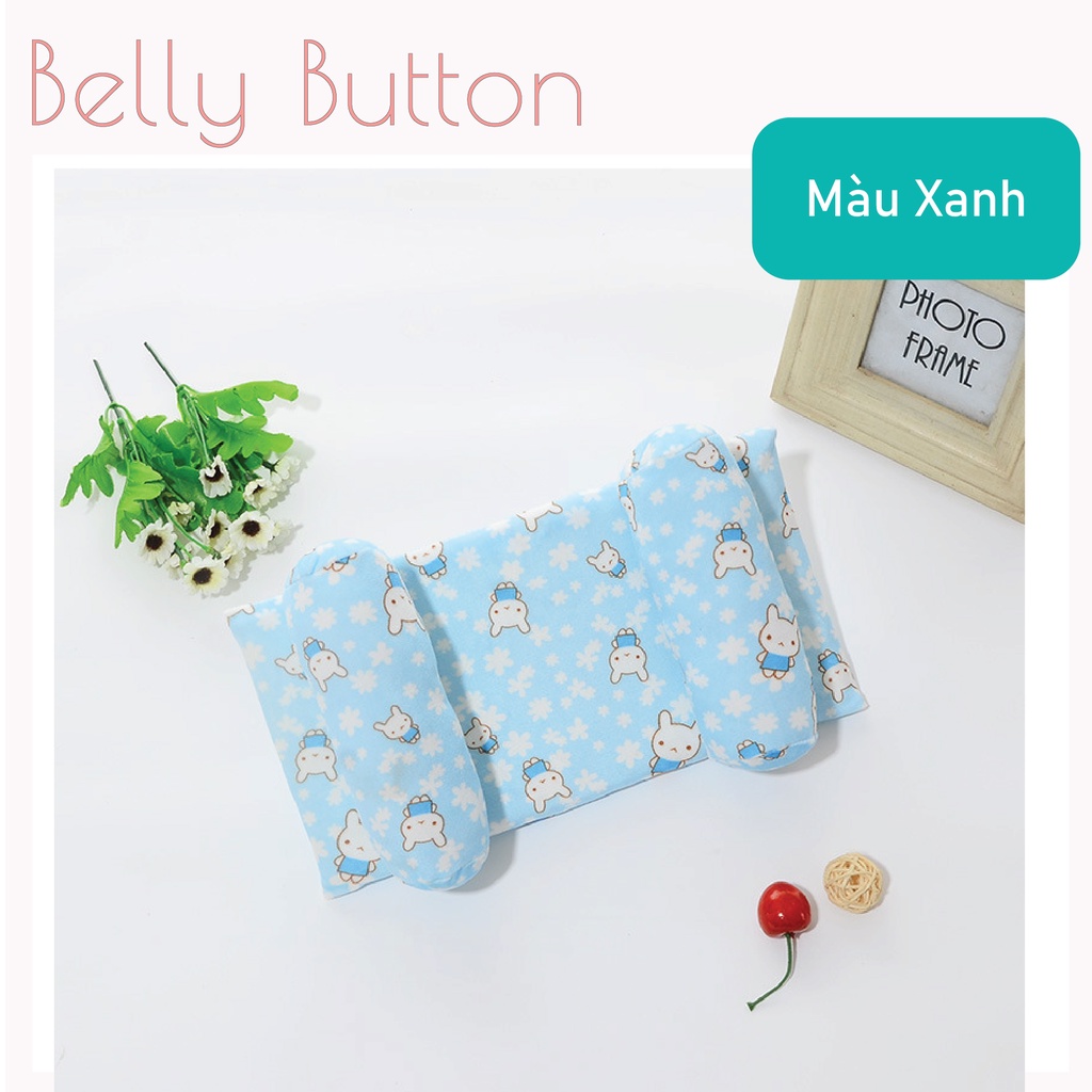 Gối Chặn BellyButton Cho Bé Sơ Sinh 1-3 Tháng, Gối Cố Định, Định Hình Đầu, Chất Thô Hoa Thấm Hút Mồ Hôi Màu Sắc Đáng Yêu