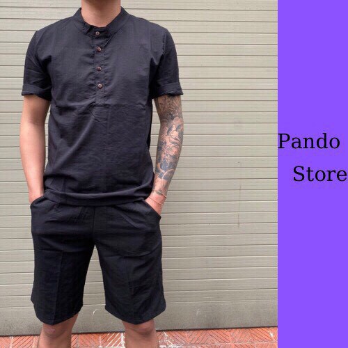 Bộ đũi nam cổ tàu, bộ quần áo 4khuya cộc tay nam chất đũi đẹp - PANDO FASHION | BigBuy360 - bigbuy360.vn