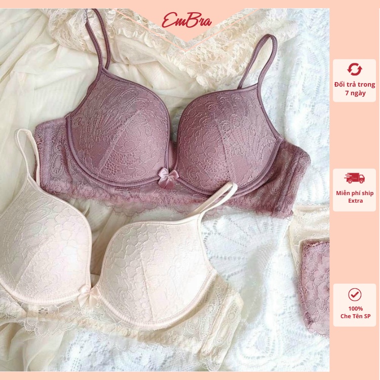 Bộ đồ lót nữ Embra dáng multy cao cấp họa tiết vân hoa EBB58