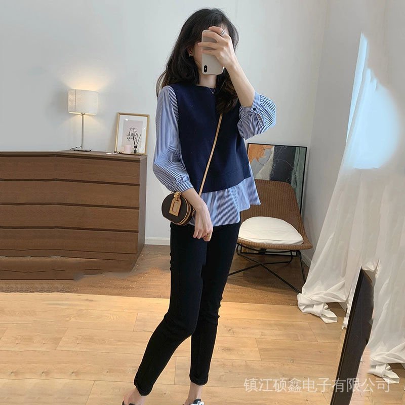 Áo Sơ Mi Tay Dài Họa Tiết Sọc Phong Cách Hàn Quốc Thời Trang Cho Nữ
