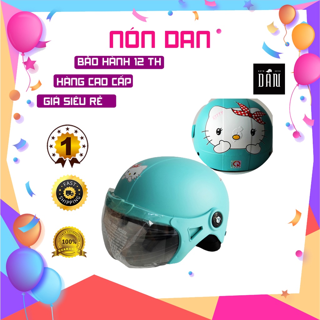 MŨ BẢO HIỂM TRẺ EM CÓ KÍNH,CHO BÉ 4-8 TUỔII,HOẠ TIẾT HELLO KITY,MÀU XANh NGỌC NHƯ HÌNH-ĐẠT CHUẨN CR