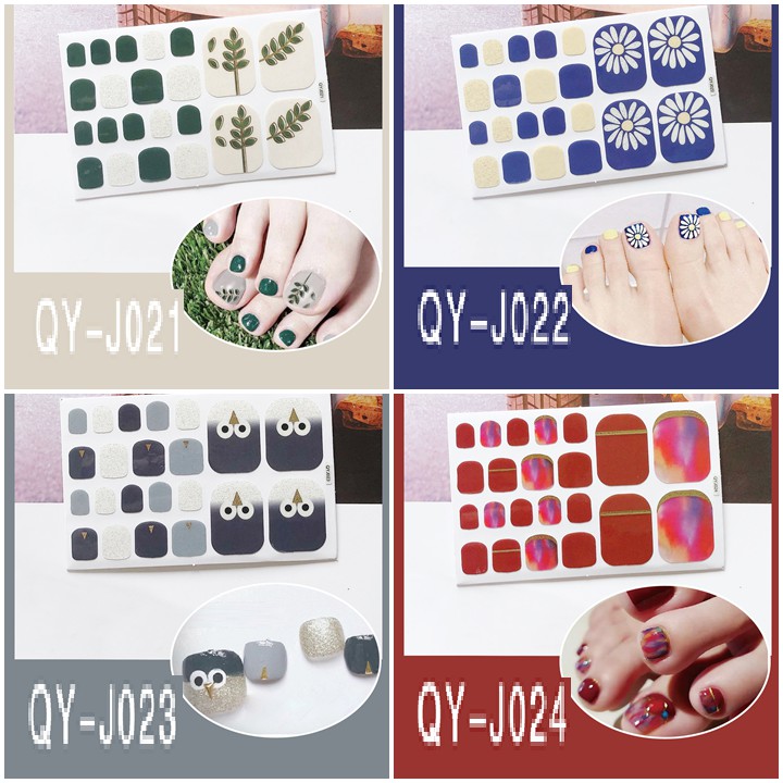 [Sỉ-Rẻ] Bộ dán móng chân nail sticker gồm 22 móng, không thấm nước, có độ đàn hồi tốt Phần 2 QYJ [Lẻ-Sỉ]