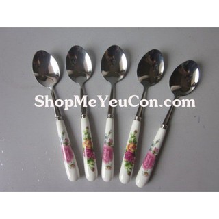 Thìa súp cán sứ, thìa ăn cơm cán sứ 20cm