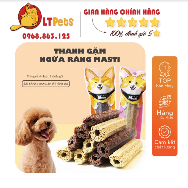 Xương gặm cho chó Masti 2 vị bò gà cơ bản giúp sạch răng thơm miệng bổ xung canxi thức ăn cho chó phần thưởng