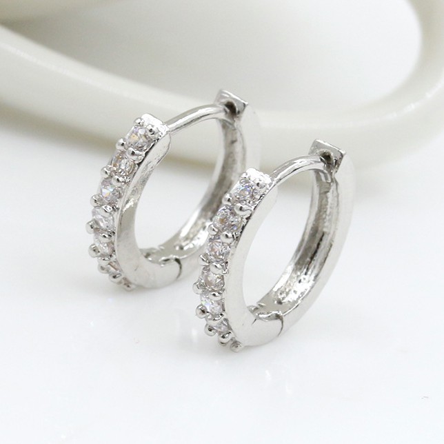 Bông Tai Nữ Bạc Cá Tính Cho Nữ Đính Đá Tròn Hàn Quốc - B2425 - Bảo Ngọc Jewelry