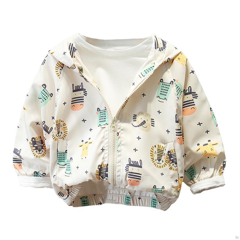 IU Animal Print Zipper Hooded Jacket for Boys and Girls