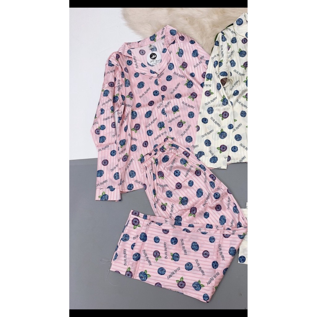 [Gấm] Bộ Pijama gấm tay dài quần dài mịn mát size&lt;60kg