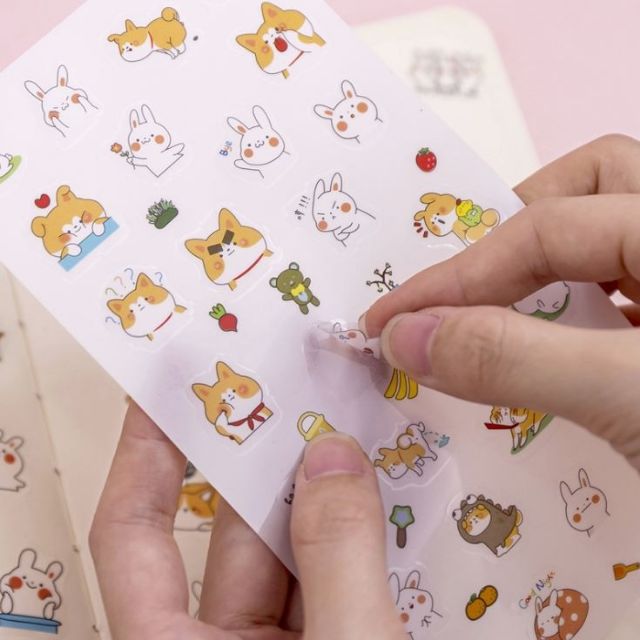 Set 6 tấm sticker chó Shiba đáng yêu