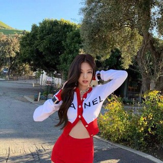 Áo khoác sweater dệt kim dài tay in chữ phong cách Ulzzang như Jennie blackpink mặc