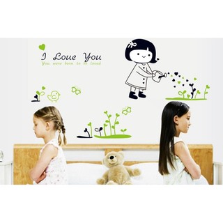 Decal dán tường decal trang trí bé tưới cây BINBIN EB67 (Có keo sẵn)