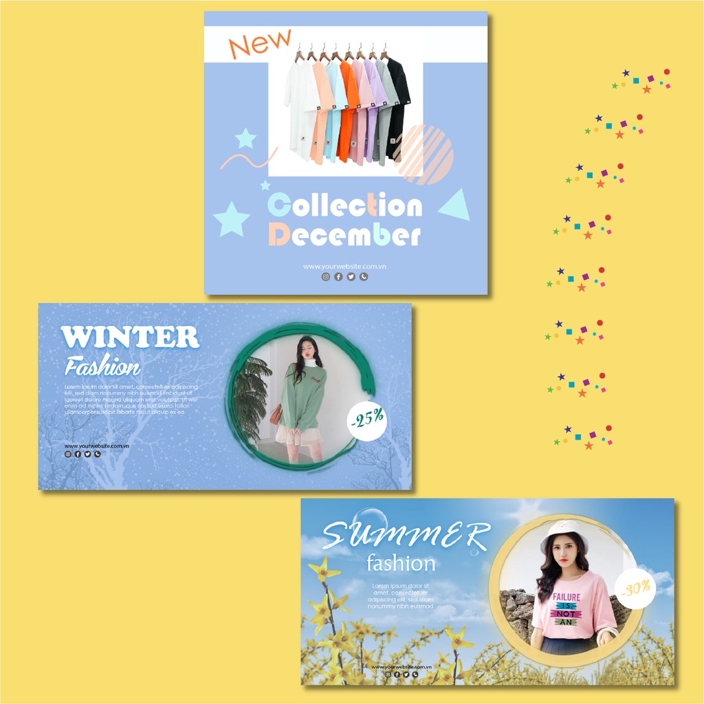 Banner Template Shopee Thời Trang Màu Xanh Biển Tạo Cảm Giác Tươi Sáng Sang Trọng Trọn Bộ 12 Ảnh Vnet Media GT05