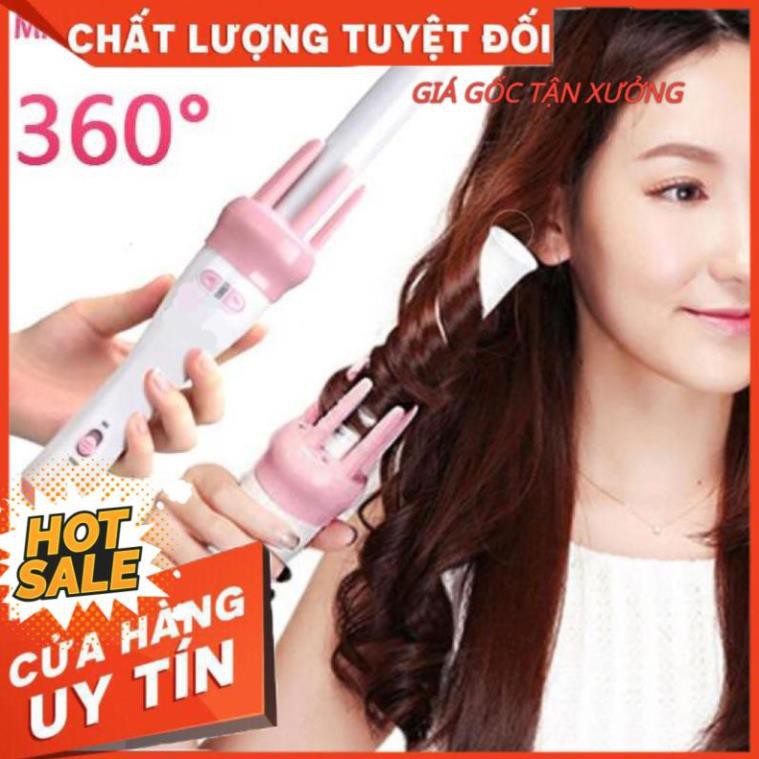 Máy uốn tóc tự động xoay 360 độ làm xoăn tóc bảo hành 6 tháng tặng kèm lược và kẹp tóc