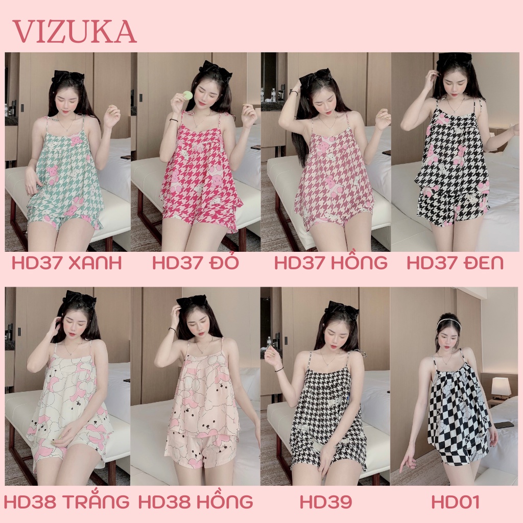 Đồ ngủ sexy nữ bộ 2 dây lụa cute mặc nhà VIZUKA