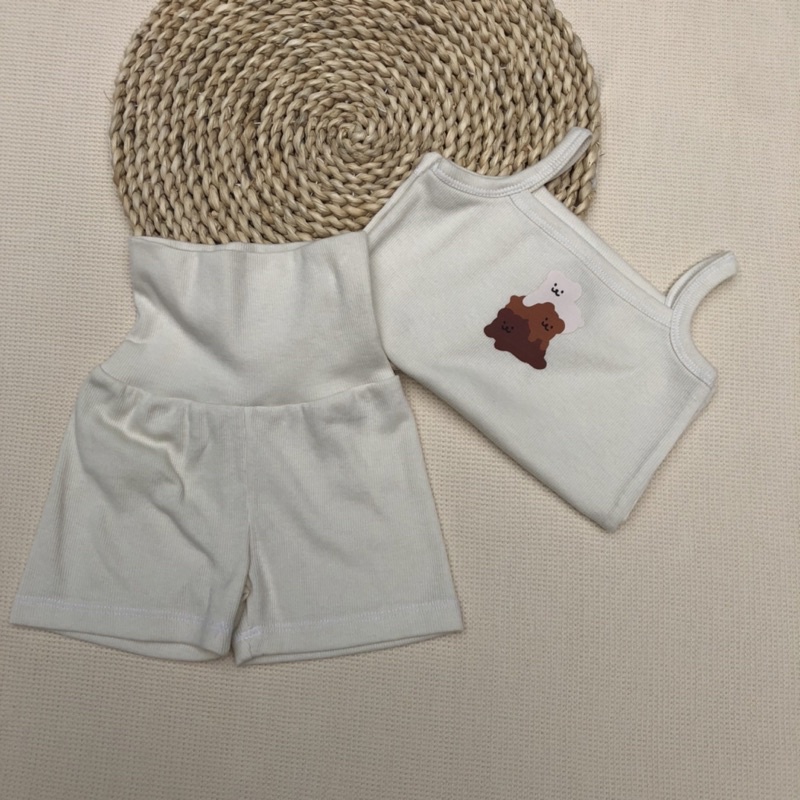 Bộ 2 dây chất liệu thun tăm hình gấu hàn quốc cho bé gái