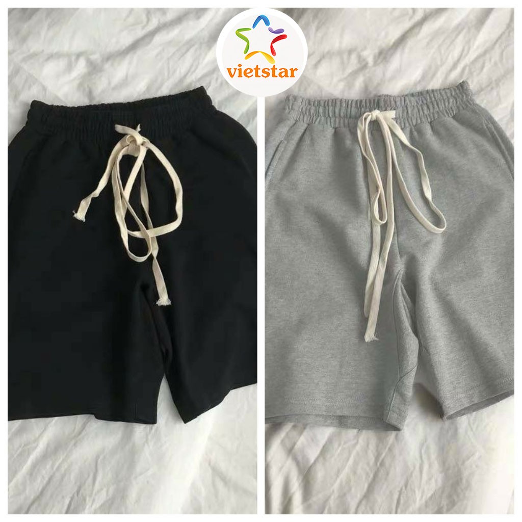 Quần đùi Unisex buộc dây BASIC quần short nam nữ cạp chun thể thao đi chơi chất thun mềm mát - VIETSTAR | WebRaoVat - webraovat.net.vn