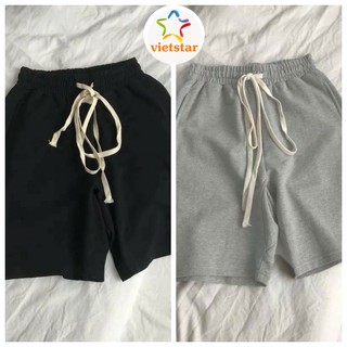 Quần đùi Unisex buộc dây BASIC quần short nam nữ cạp chun thể thao đi chơi chất thun mềm mát - VIETSTAR