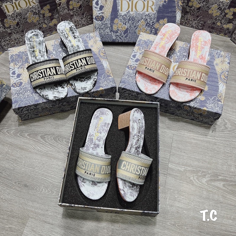 Guốc D i o r thêu chữ 5p fullbox