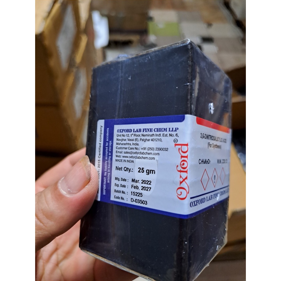 Hóa chất 3,5-Dinitrosalicylic acid DNS CAS 609-99-4 Chai 25g - Oxford  Ấn Độ