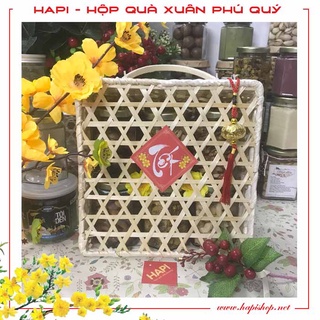 Giỏ quà tết hạt dinh dưỡng, trà hoa, mứt mix