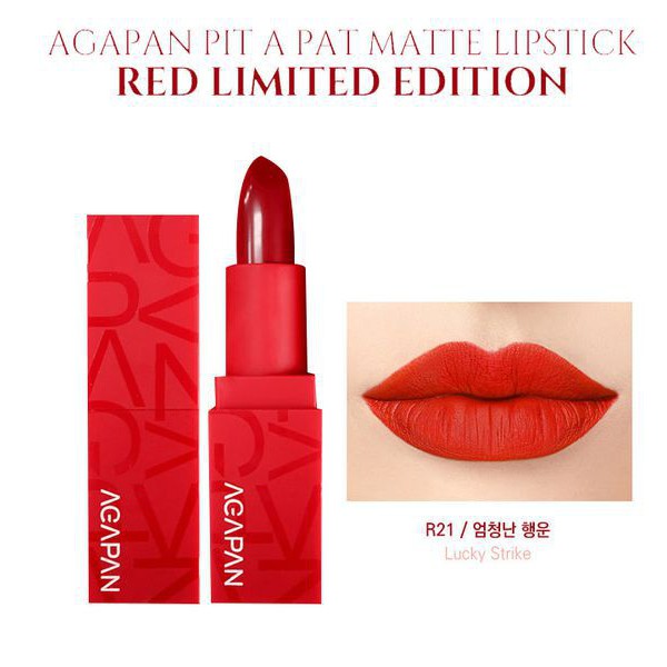 Son Agapan Pit A Pat Matte Lipstick Red Limited Edition Phiên Bản Đỏ