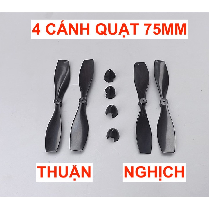 4 cánh quạt mini 75mm trục 1mm 2 thuận 2 nghịch cho máy bay tàu lượn mini - LK0375