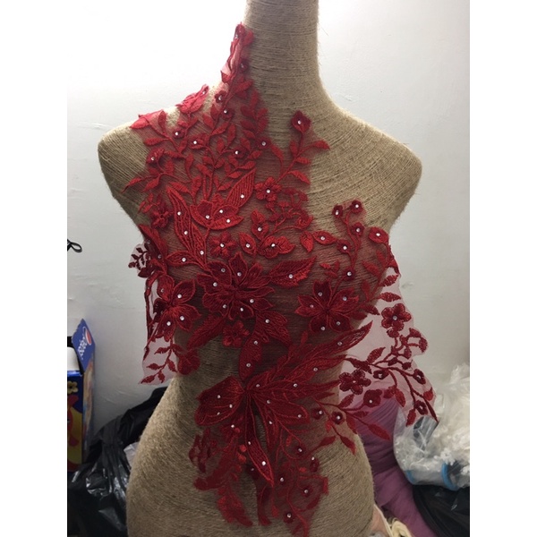 Ren đỏ đính đá xinh xắn dùng trang trí áo cưới,áo dài,làm đồ handmade