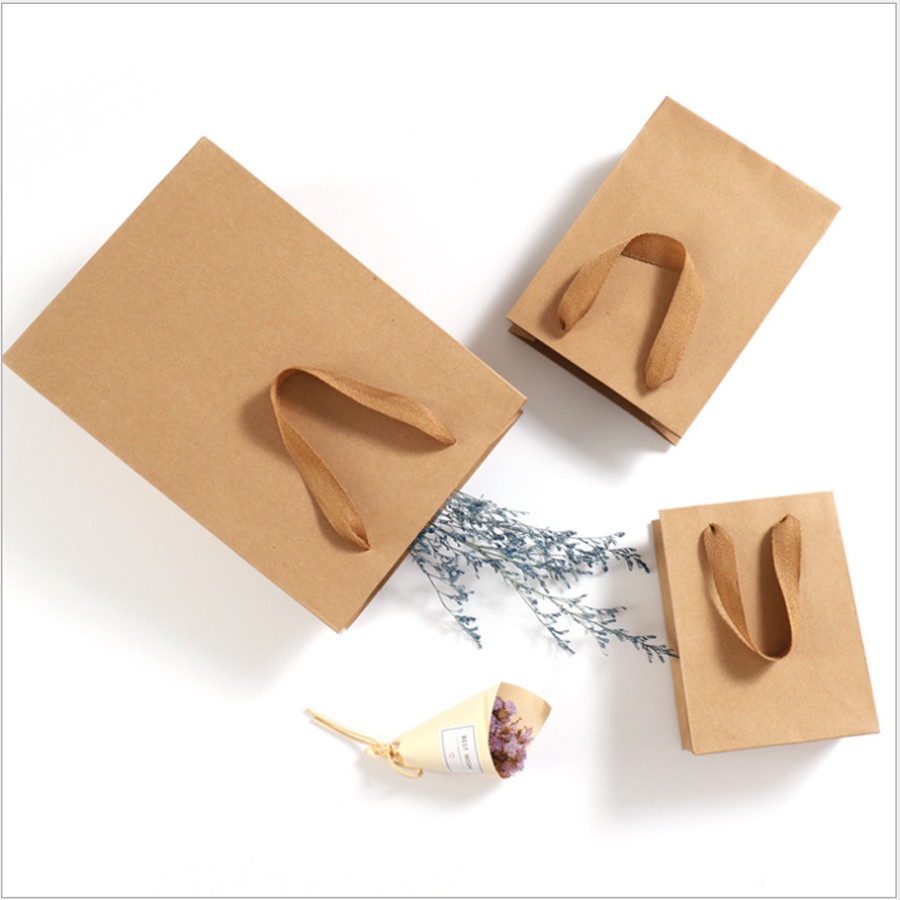 Túi giấy kraft đựng quà mini có quai cứng cáp nhiều size đủ màu 260gsm