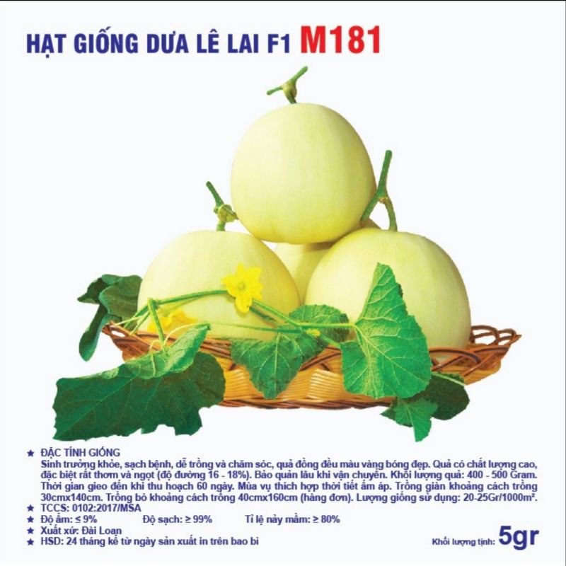 [200 Hạt] giống Dưa Lê Siêu Ngọt Lai F1 M181