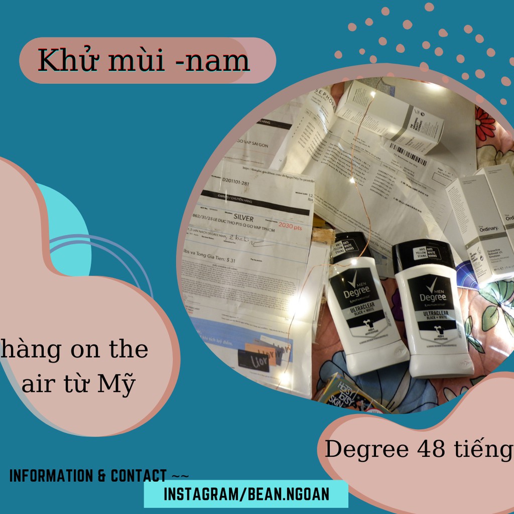 Khử mùi Degree của Mỹ cho Nam