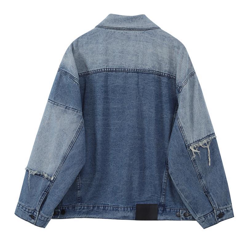 Bán Chạy!F &amp; X Áo Khoác Denim Phối Màu Tương Phản Cao Cấp Dáng Rộng Thời Trang Xuân Thu 2021 ins Dành Cho Bạn Nữ / Bé Trai