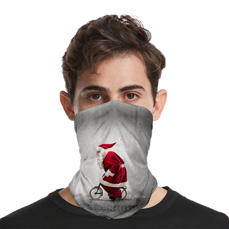 Khẩu Trang Che Mặt Và Cổ Chống Bụi In Họa Tiết Đầu Lâu Ông Già Noel 3D Vui Nhộn Cho Nam Và Nữ