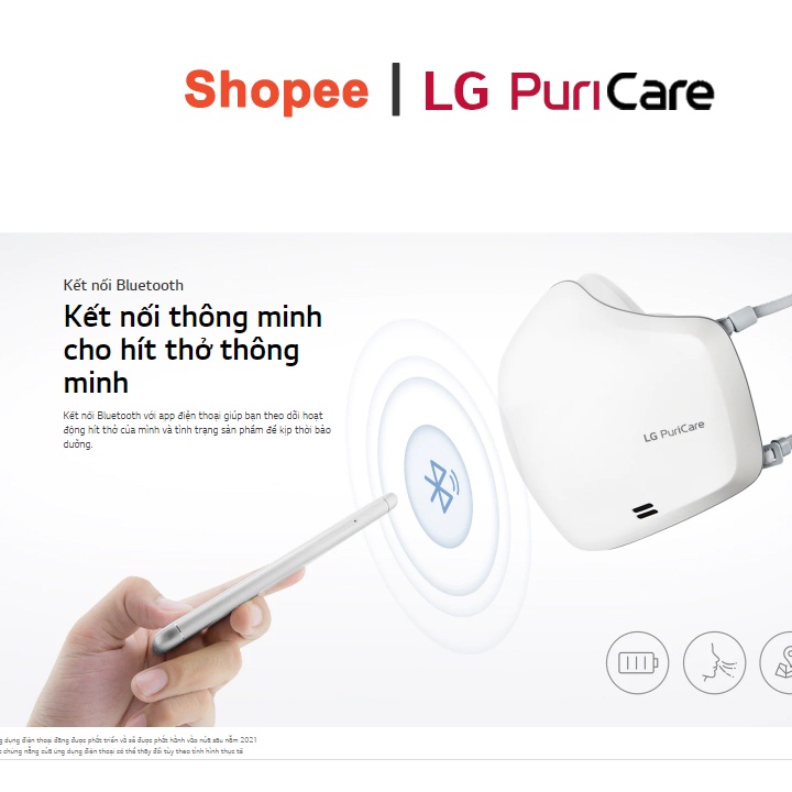 Khẩu trang lọc khí LG Puricare Mask thế hệ 2 (màu trắng) AP551AWFA - lọc bụi mịn 2.5 PM - Chính Hãng (Model 2022)