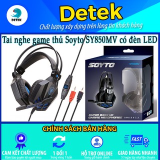 Tai nghe có dây game thủ Soyto SY850MV có Microphone có đèn LED Đen Xanh