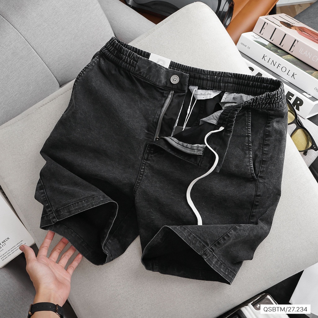 Quần short lửng kaki nam, chất vải kaki co giãn, lưng chun mặc thoải mái B2348