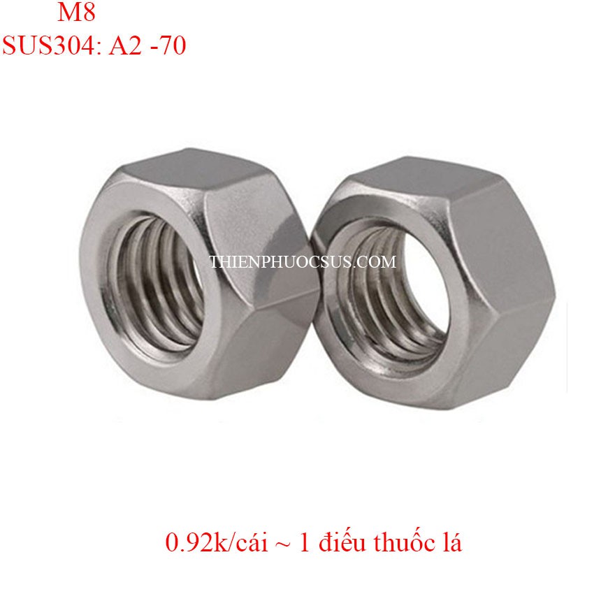 Ốc M8 *10 cái, inox304; A2 - 70