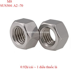 Ốc m8 *10 cái, inox304; a2 - 70