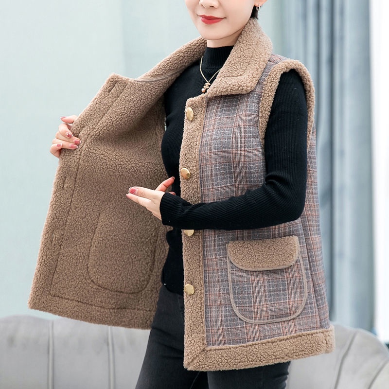 Mẹ mặc vest thu đông nữ cách tân trung niên và người già giữ ấm