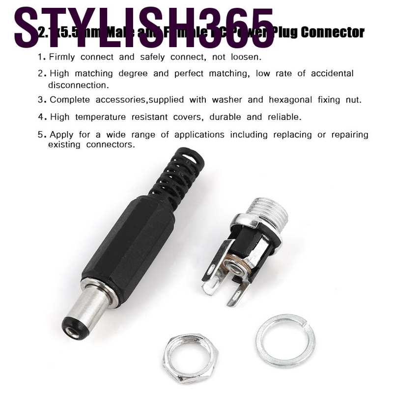 Set 10 cặp đầu nối đực và cái 2.1x5.5mm 12V cổng jack DC