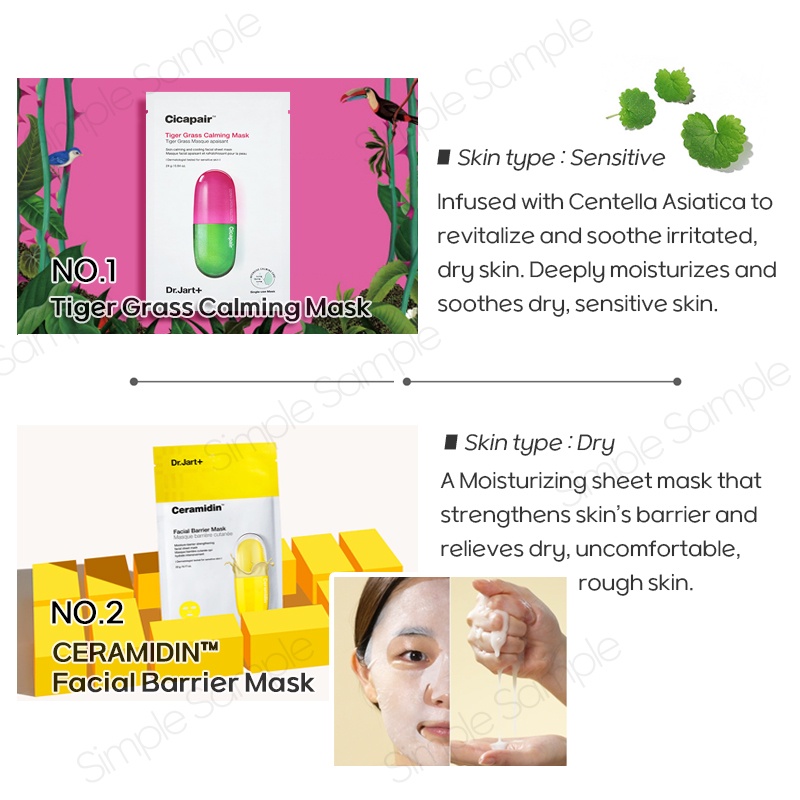 1 Mặt nạ giải pháp Dermask Dr.Jart+ cicapair làm sáng da cải thiện nếp nhăn