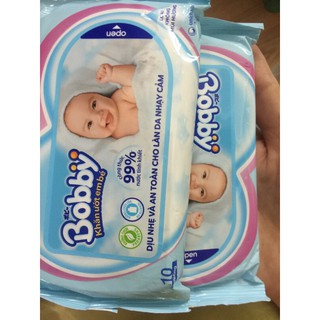 combo 10 gói khăn ướt bobby mỗi gói 10 tờ