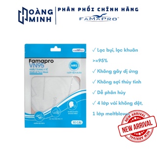  Khẩu trang VN95 Famapro 5 lớp kháng khuẩn túi 10 cái