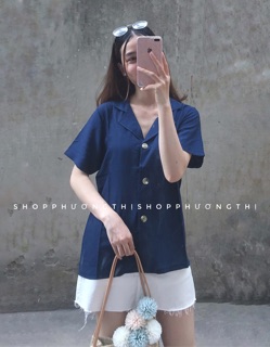 Áo sơmi cộc tay cổ vest (hình thật shop chụp/sẵn)