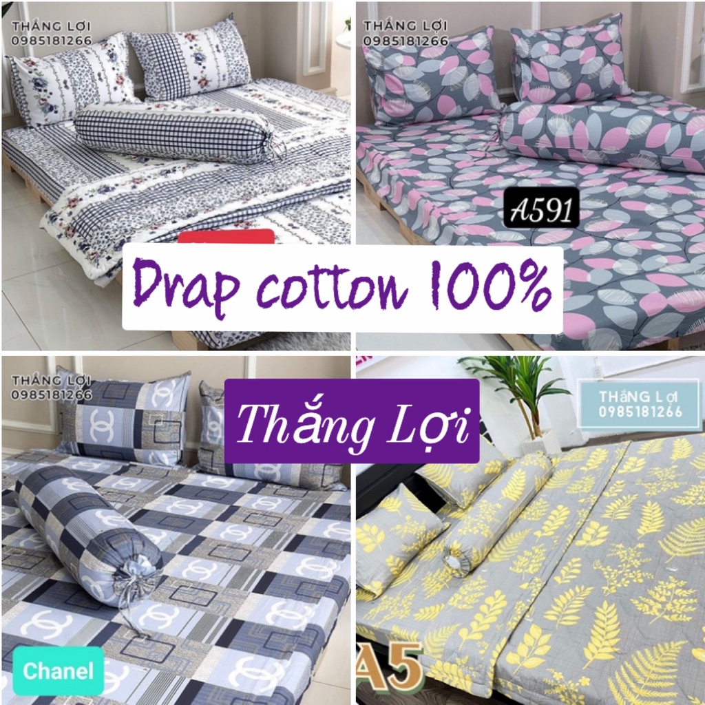 Drap Cotton Thắng lợi 100% chính hãng, ga trải giường THẮNG LỢI, Mềm Mịn Mát, Không xù Lông, Phai Màu