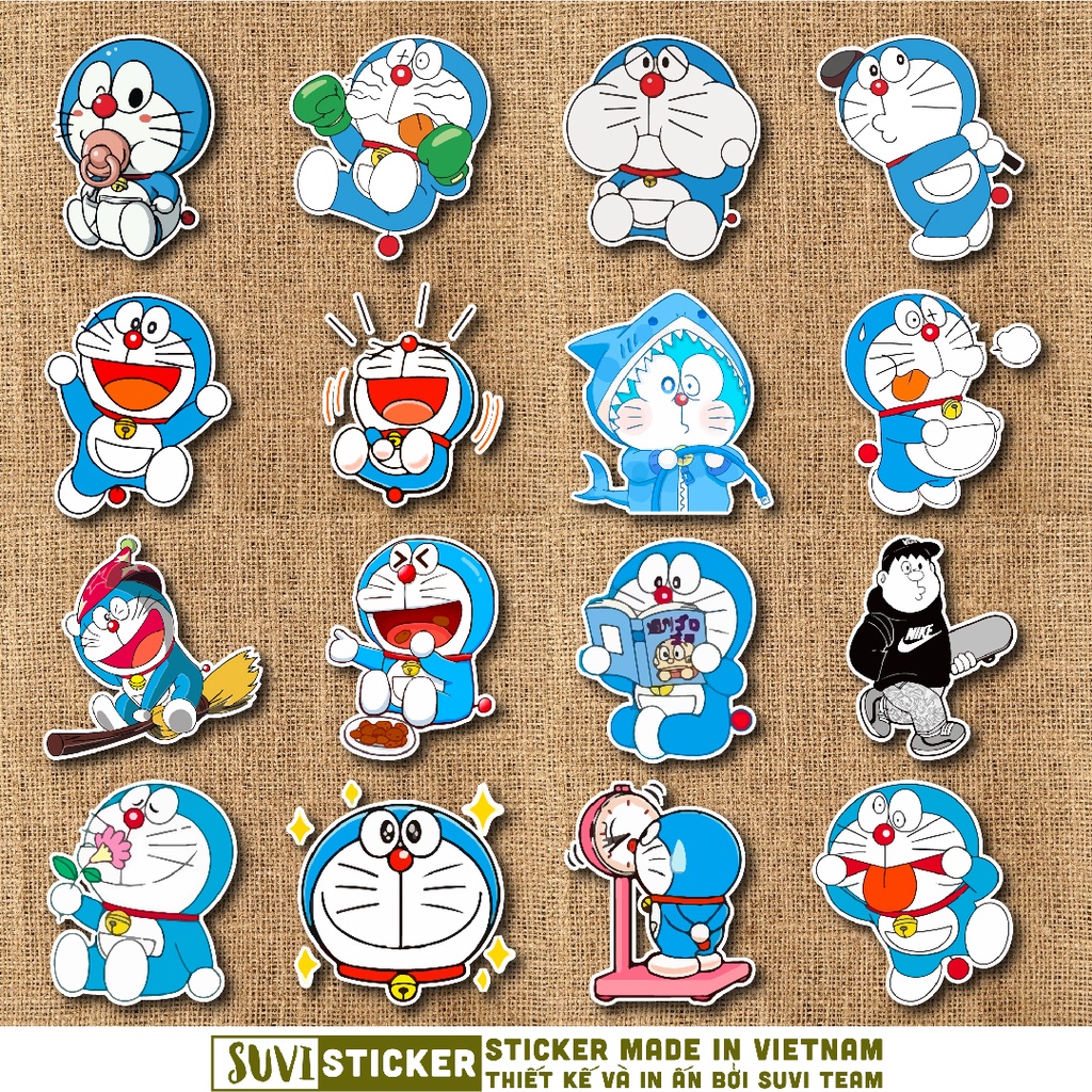 50 Sticker Doraemon chống nước sticker dán mũ bảo hiểm, laptop, điện thoại, đàn guitar, vali. MSP: SV55