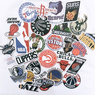 Set sticker hình dán đội bóng rổ basket ball logo nhám chống nước