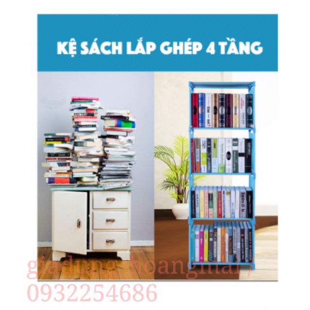 [Giadung_hoangmai] KỆ TỦ SÁCH 4 TẦNG LẮP GHÉP ĐA NĂNG