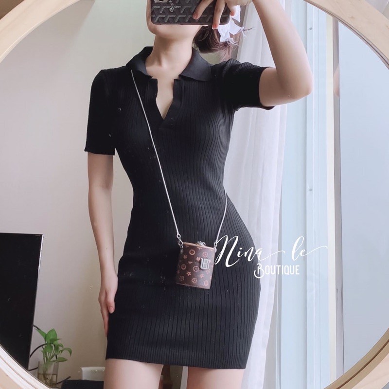 Đầm thun gân polo ulzzang | BigBuy360 - bigbuy360.vn