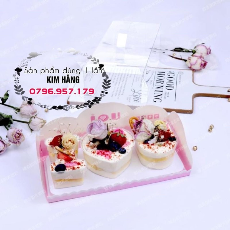 Set 5 bộ gồm hộp - đế - ly I❤️U